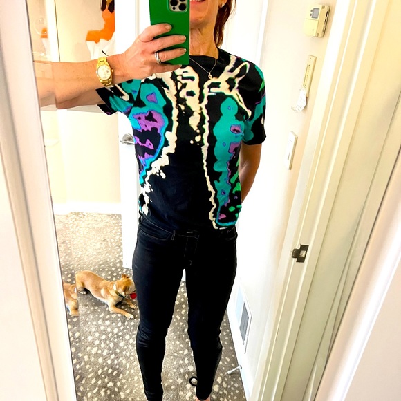 Christopher Kane Tops - Christopher Kane print turquoise black white t shirt medium 100% cotton